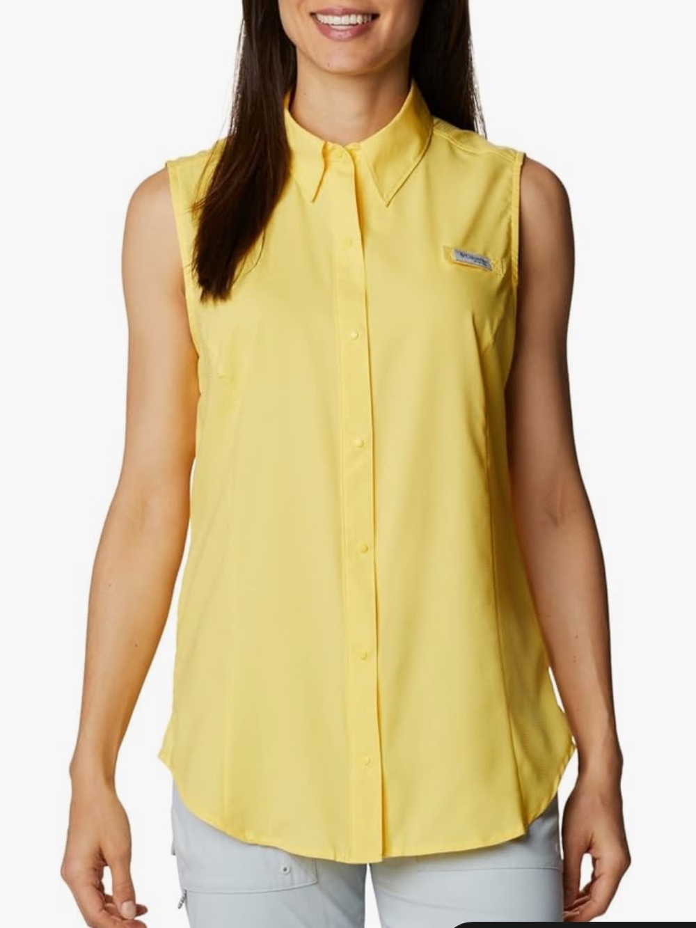 Columbia Sleeveless Button-Down Shirt - Bright Yellow 3X New with tags!